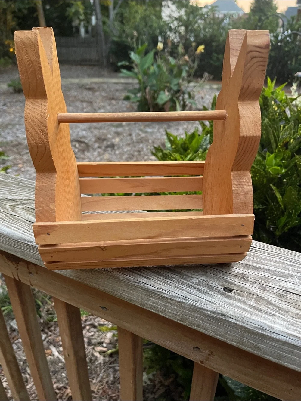 Wooden Bunny Rabbit Basket Crate with Handle